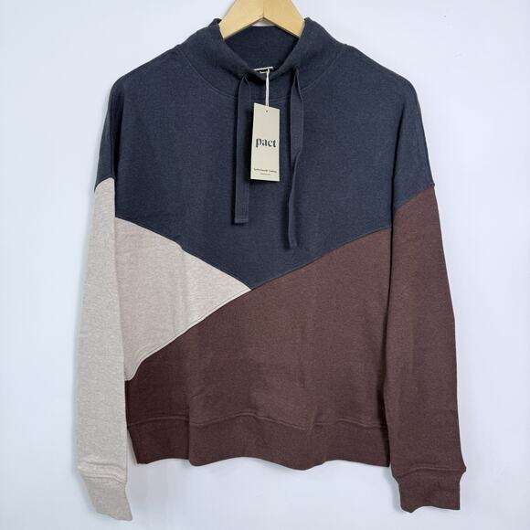 Pact Tops - Pact Organic Cotton Colorblock‎ Pullover Sweatshirt Womens Size M Soft Comfy NWT